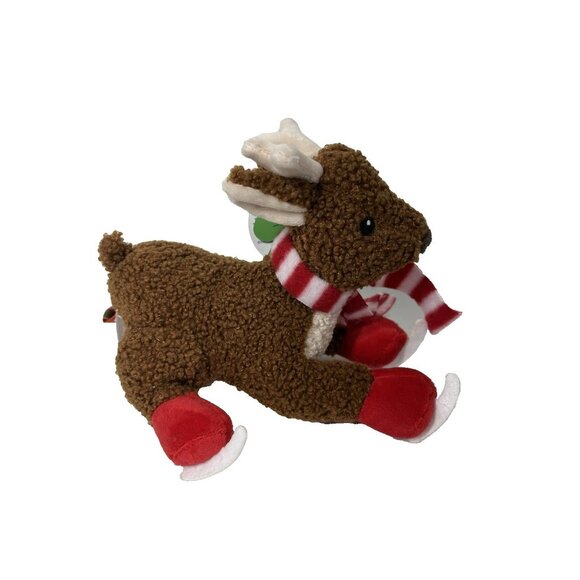 Gigglescape 7" Soft Plush Christmas Reindeer With Scarf & Ice Skates Brown - Picture 4 of 13